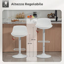 Set 2 Sgabelli da Bar con Schienale Altezza Regolabile Seduta Girevole in Pelle PU e Poggiapiedi Bianco      