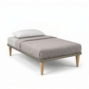 Letto Singolo con Rete Rivestita Similpelle Cappuccino Tessis Varie Misure