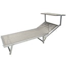 Lettino Mare con Parasole Richiudibile 181x71,5x38,5 cm in Alluminio PVC e Poliestere Écru Mélange Riccione      