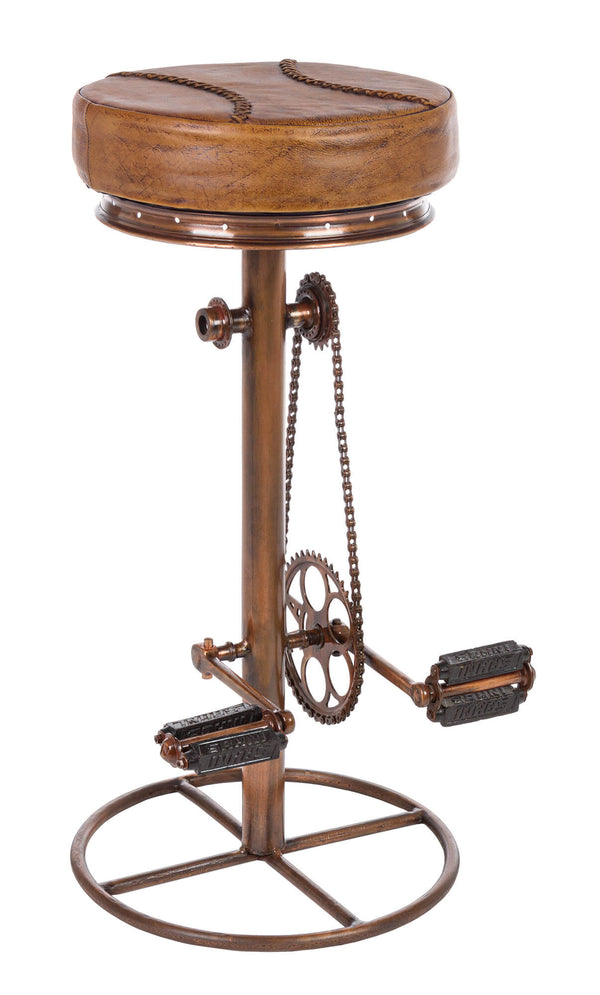 acquista Barhocker H80 cm aus Stahl Sitz aus echtem Cycle Copper Leder