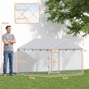 Recinto per Cani da Esterno 200x200x150 cm con Tetto in PE Anti-UV Impermeabile in Acciaio Zincato Argento      