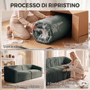 Divano 3 Posti Senza Struttura 225x93x68 cm con Seduta Ampia e Imbottitura Spessa in Ciniglia Verde Scuro      
