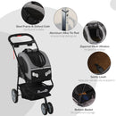 Passeggino per Cani e Gatti Pieghevole 100x45x92 cm con Trasportino Staccabile Nero e Grigio