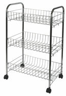 Carrello da Cucina 3 Ripiani 40x26x62 cm in Metallo Cromato
