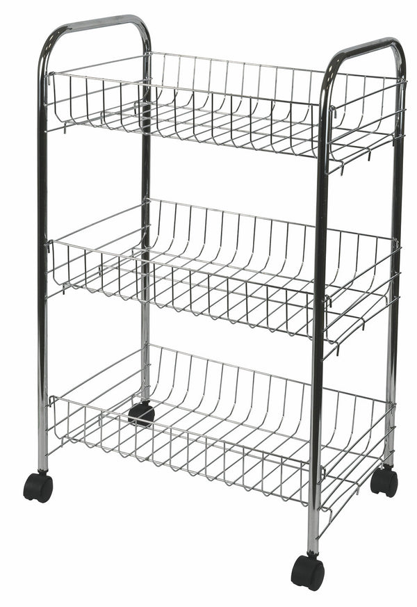 prezzo Küchenwagen 3 Ablagen 40x26x62 cm aus verchromtem Metall
