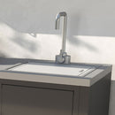 Mobile Cucina Lavello da Esterno 60,7x60,7x94 cm Vasca Ampia con Rubinetto e Tagliere in Acciaio Inox Nero      