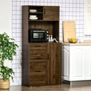 Mobile Credenza 3 Cassetti 2 Ante 3 Ripiani 80x40x178 cm in Legno Noce
