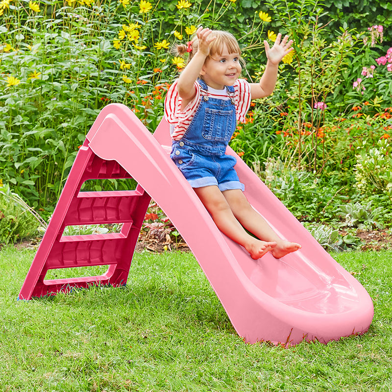 Scivolo per Bambini Pieghevole a 3 Gradini Rosa