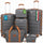 Set 6 Valigie Rigide Family 55-66-75 cm con Beauty Case e Borsone Espandibile in ABS Grigio e Marrone