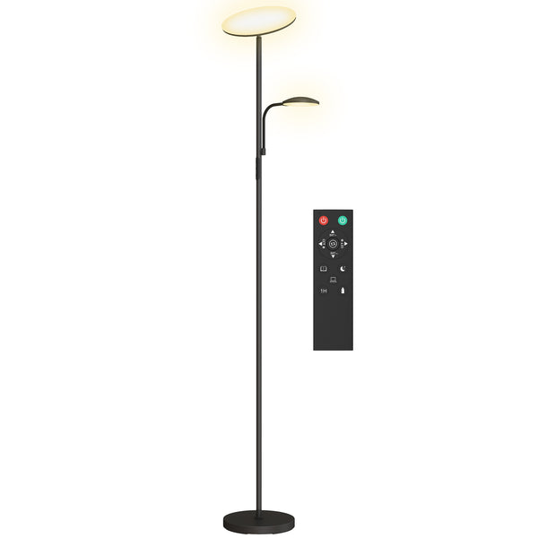 Lampada da Terra con 2 Punti Luce LED Regolabile Temperatura 2700K-6500K con Telecomando in Metallo e PC Nero sconto
