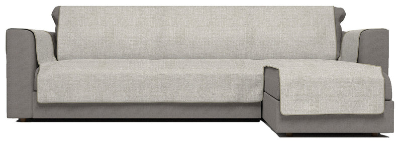 Copridivano in Poliestere con Penisola Destra Beige Varie Misure