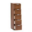 Cassettiera 5 Cassetti Tinta Noce 27x38x103 h cm in Truciolare bilaminato Marrone