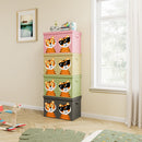 Box Contenitore per Giocattoli 62,5x31,5x40 cm Pieghevole Doppio Scomparto 80L Design Animali in Tessuto Oxford Rosa      