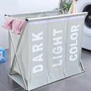 Cesto Portabiancheria 63x61x32 cm 3 Scomparti in Alluminio Grigio Chiaro