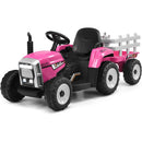 Trattore Elettrico per Bambini 12V con Rimorchio Rosa