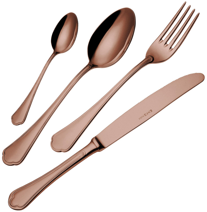 Servizio Set di Posate 24 Pezzi in Acciaio 18/10 PVD Eme Domus Chocolate