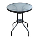 Tavolino da Giardino in Ferro con Piano in Vetro Temperato Nero Ø60x70 cm 