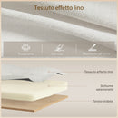 Divano Letto con Chaise Longue 192x148x86 cm con Vano Portaoggetti a Scomparsa Effetto Lino Bianco Crema      