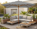 Ombrellone da Giardino 3x3m Palo Ø48 mm in Legno e Poliestere Grigio