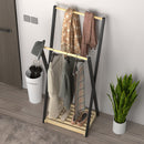 Appendiabiti da Terra con 2 Barre e Ripiano Inferiore Design Moderno 61x45x152 cm in Legno 