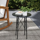 Tavolino da Giardino con Intagli a Fiori e Foglie Ø40x50 cm in Acciaio Nero 