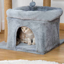 Albero Tiragraffi per Gatti 48x48x84 cm in Corda Juta Rivestimento in Peluche Grigio