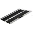 Rampa per Sedia a Rotelle 91x72x5 cm Portatile Pieghevole in Alluminio Capacità 270 kg Argento      