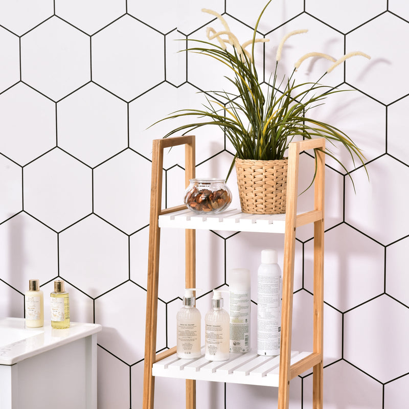 Scaffale Bagno 4 Ripiani Autoportante 35x36x138,5 cm in Legno Bianco  