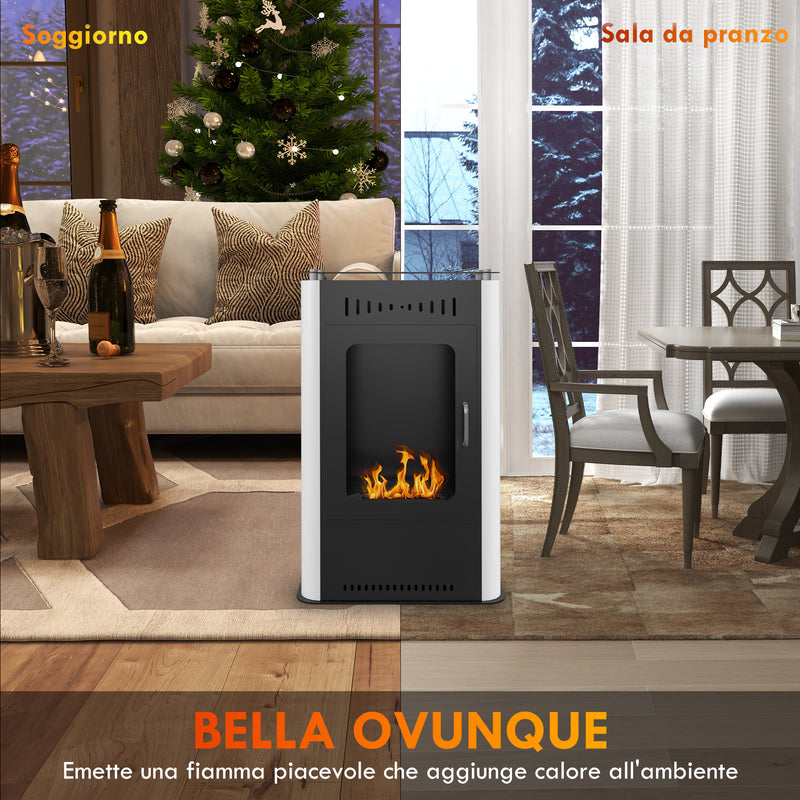 Camino a Bioetanolo da Terra 1.2L 50x27x82 cm con Mensola Superiore in Acciaio Bianco e Nero  