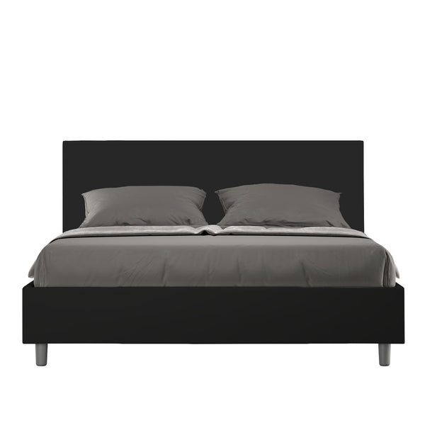 Letto Matrimoniale Senza Testata Imbottito in Similpelle Adele Nero Varie Misure prezzo