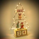 Calendario legno albero rosso con led cm 18x7,5xh31