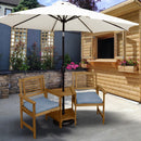Panchina da Giardino Coppia di Sedute con Tavolino 164x59x87 cm in Legno con Cuscino Grigio 