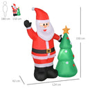 Babbo Natale Gonfiabile con Albero H150 cm Luminoso con LED Rosso