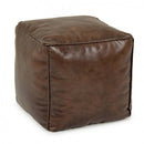 Pouf Mendez Marrone 40x40 in Pelle Marrone