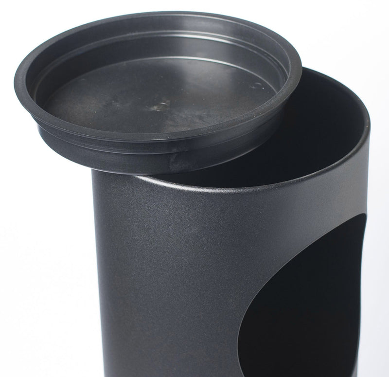 Pattumiera Gettacarte Ø24,3xh66,5 cm con Posacenere In Acciaio Verniciato Nero