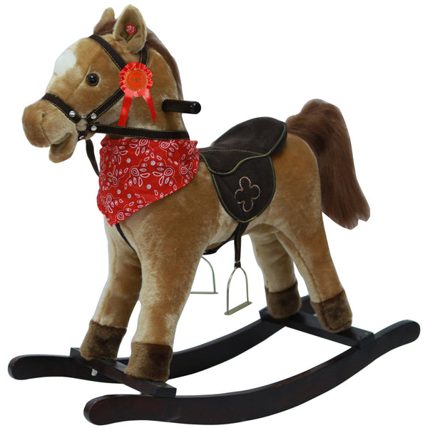 Cavallo a Dondolo per Bambini in Peluche con Suoni Marrone Chiaro acquista