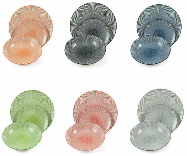 18-teiliges Geschirrservice aus Soriani Fossil Multicolor Porzellan prezzo