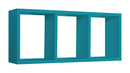 Mensola Rettangolare 3 Scomparti da Parete 70x30x15.5 cm in Fibra di Legno Tristano Blu Atollo