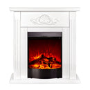 Camino Elettrico da Pavimento 90x90x27 cm Effetto Fiamma 1500W Sorina & Corsica Bianco