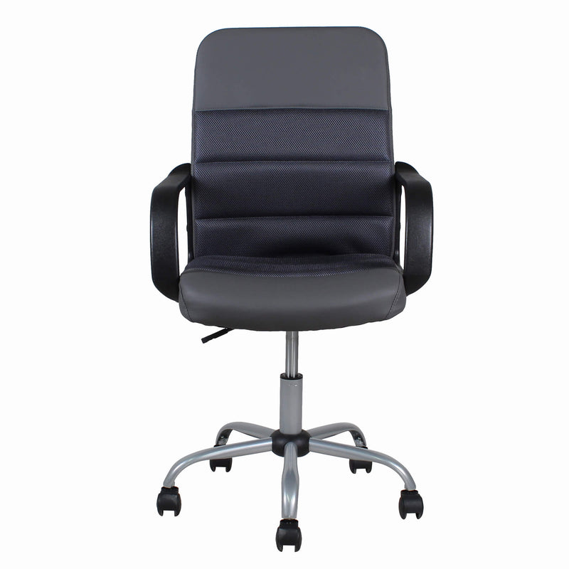 Sedia Poltrona Direzionale da Ufficio in Similpelle e Tessuto Vandi Grigio