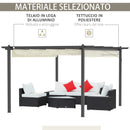 Pergola da Giardino 3,96x2,96m Tettuccio Retrattile e Struttura in Alluminio Crema