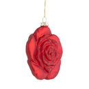 Set 4 Addobbi Decorativi Rosa da Appendere 10 cm in Vetro Rosso