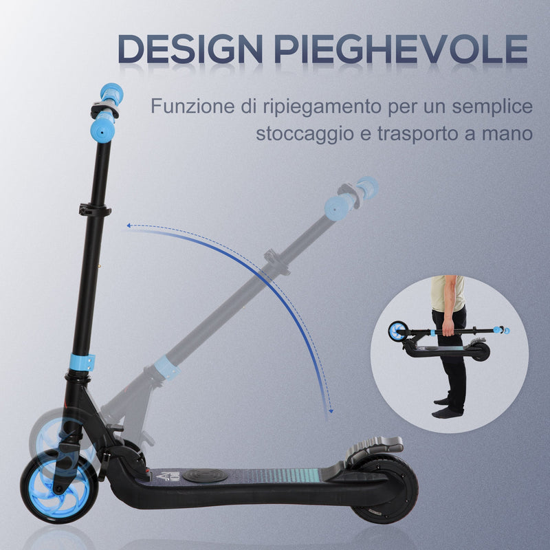 Monopattino Elettrico Pieghevole per Bambini Altezza Regolabile 75-80 cm Nero e Azzurro  