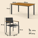 Set da Giardino 7 Pezzi con Tavolo da Pranzo e 6 Sedie Impilabili Teak     