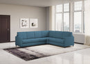 Divano Angolare 6 Posti 281x221x85 cm Karay in Tessuto Avio