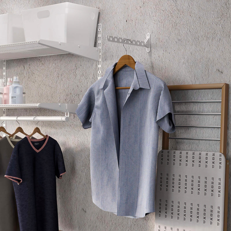 Set 2 Appendiabiti Pieghevoli da Parete 32 cm in Acciaio Emuca Bianco