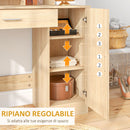 Toeletta da Camera 90x38x138 cm con Armadietto Cassetto Specchio per Trucco e Ripiani Aperti Acero      