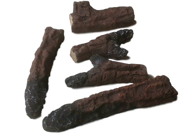 sconto Set mit 5 dekorativen Holzscheiten aus Keramik für Elektrokamine von Chemin'Arte