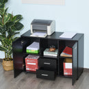 Armadietto 2 Ante 2 Cassetti 100x40x71 cm il Legno Truciolato  Nero