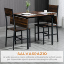 Set Tavolo e 2 Sedie da Giardino Pieghevoli in Truciolato e Acciaio Marrone rustico e Nero